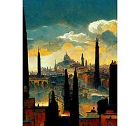 Doppelganger33 LTD Industrial Cityscape Sunset Large Wall Art Poster Print Thick Paper 18X24 Inch