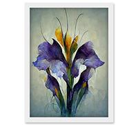 Doppelganger33 LTD Iris Bouquet Modern Watercolour Artwork Framed A3 Wall Art Print