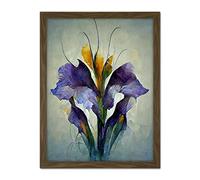 Doppelganger33 LTD Iris Bouquet Modern Watercolour Artwork Framed Wall Art Print 18X24 Inch