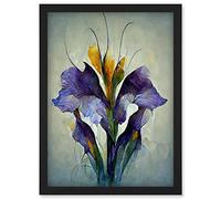 Doppelganger33 LTD Iris Bouquet Modern Watercolour Artwork Framed Wall Art Print A4