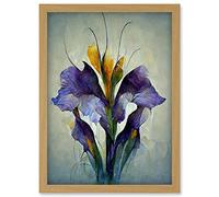 Doppelganger33 LTD Iris Bouquet Modern Watercolour Artwork Framed Wall Art Print A4