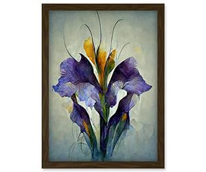 Doppelganger33 LTD Iris Bouquet Modern Watercolour Artwork Framed Wall Art Print A4