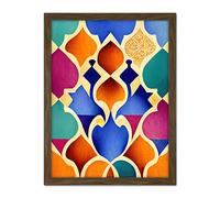 Doppelganger33 LTD Islamic Arabesque Beautiful Colourful Pattern Artwork Framed Wall Art Print 18X24 Inch