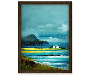 Doppelganger33 LTD Isle Harris White Crofters Cottage Scotland Seascape Artwork Framed Wall Art Print A4