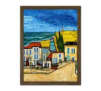 Doppelganger33 LTD Italy Rimini Seaside Town Van Gogh Style Modern Artwork Framed Wall Art Print 18X24 Inch