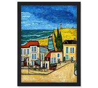 Doppelganger33 LTD Italy Rimini Seaside Town Van Gogh Style Modern Artwork Framed Wall Art Print A4