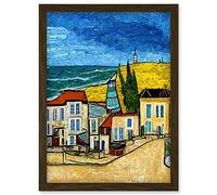 Doppelganger33 LTD Italy Rimini Seaside Town Van Gogh Style Modern Artwork Framed Wall Art Print A4