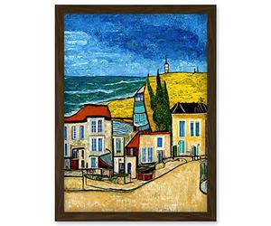 Doppelganger33 LTD Italy Rimini Seaside Town Van Gogh Style Modern Artwork Framed Wall Art Print A4