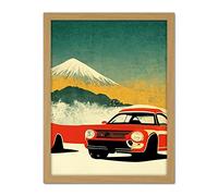 Doppelganger33 LTD Japanese Motor Racing Abstract Car Illustration Artwork Framed Wall Art Print 18X24 Inch