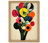 Doppelganger33 LTD Kandinsky Inspired Abstract Multicolour Flower Bouquet Artwork Framed Wall Art Print A4