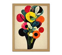 Doppelganger33 LTD Kandinsky Inspired Abstract Multicolour Flower Bouquet Artwork Framed Wall Art Print 18X24 Inch