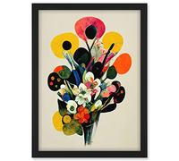 Doppelganger33 LTD Kandinsky Inspired Watercolour Flower Bouquet In Vase Artwork Framed A3 Wall Art Print