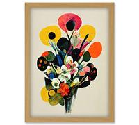 Doppelganger33 LTD Kandinsky Inspired Watercolour Flower Bouquet In Vase Artwork Framed Wall Art Print A4