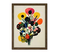 Doppelganger33 LTD Kandinsky Inspired Watercolour Flower Bouquet In Vase Artwork Framed Wall Art Print 18X24 Inch