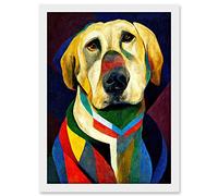 Doppelganger33 LTD Kandinsky's Dog Abstract Multi-Coloured Oil Painting Artwork Framed A3 Wall Art Print