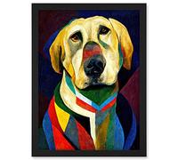 Doppelganger33 LTD Kandinsky's Dog Abstract Multi-Coloured Oil Painting Artwork Framed A3 Wall Art Print