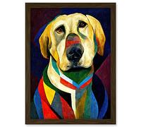 Doppelganger33 LTD Kandinsky's Dog Abstract Multi-Coloured Oil Painting Artwork Framed Wall Art Print A4