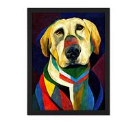 Doppelganger33 LTD Kandinsky's Dog Abstract Multi-Coloured Oil Painting Artwork Framed Wall Art Print 18X24 Inch