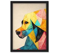 Doppelganger33 LTD Labrador Polygon Dog Abstract Geometric Paper Decoupage Artwork Framed Wall Art Print A4