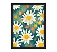 Doppelganger33 LTD Lazy Daisy Afternoon Blossoms Flowers Oxeye Daisies In Meadow Sunlight Artwork Framed Wall Art Print 18X24 Inch