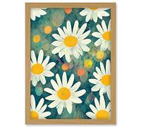 Doppelganger33 LTD Lazy Daisy Afternoon Blossoms Flowers Oxeye Daisies In Meadow Sunlight Artwork Framed Wall Art Print A4