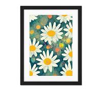 Doppelganger33 LTD Lazy Daisy Afternoon Blossoms Flowers Oxeye Daisies In Meadow Sunlight Artwork Framed Wall Art Print 18X24 Inch