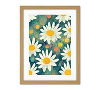 Doppelganger33 LTD Lazy Daisy Afternoon Blossoms Flowers Oxeye Daisies In Meadow Sunlight Artwork Framed Wall Art Print 18X24 Inch