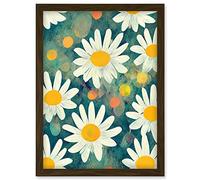 Doppelganger33 LTD Lazy Daisy Afternoon Blossoms Flowers Oxeye Daisies In Meadow Sunlight Artwork Framed Wall Art Print A4
