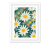 Doppelganger33 LTD Lazy Daisy Afternoon Blossoms Flowers Oxeye Daisies In Meadow Sunlight Artwork Framed Wall Art Print 18X24 Inch