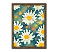 Doppelganger33 LTD Lazy Daisy Afternoon Blossoms Flowers Oxeye Daisies In Meadow Sunlight Artwork Framed Wall Art Print 18X24 Inch