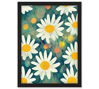 Doppelganger33 LTD Lazy Daisy Afternoon Blossoms Flowers Oxeye Daisies In Meadow Sunlight Artwork Framed A3 Wall Art Print