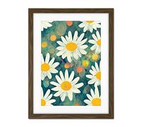 Doppelganger33 LTD Lazy Daisy Afternoon Blossoms Flowers Oxeye Daisies In Meadow Sunlight Artwork Framed Wall Art Print 18X24 Inch
