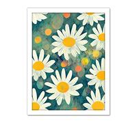 Doppelganger33 LTD Lazy Daisy Afternoon Blossoms Flowers Oxeye Daisies In Meadow Sunlight Artwork Framed Wall Art Print 18X24 Inch