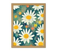 Doppelganger33 LTD Lazy Daisy Afternoon Blossoms Flowers Oxeye Daisies In Meadow Sunlight Artwork Framed Wall Art Print 18X24 Inch
