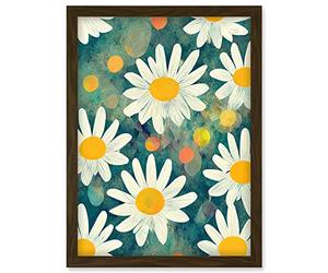 Doppelganger33 LTD Lazy Daisy Afternoon Blossoms Flowers Oxeye Daisies In Meadow Sunlight Artwork Framed Wall Art Print A4