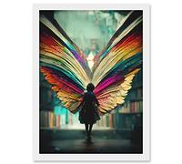 Doppelganger33 LTD Library Book Fairy Rainbow Wings Artwork Framed A3 Wall Art Print