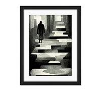 Doppelganger33 LTD Lone Figure Abstract Monochrome Vintage Black White Artwork Framed Wall Art Print 18X24 Inch
