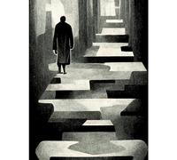 Doppelganger33 LTD Lone Figure Abstract Monochrome Vintage Black White Large Wall Art Poster Print Thick Paper 18X24 Inch