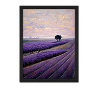 Doppelganger33 LTD Lone Tree In A Field Of Purple Lavender Flowers Artwork Framed Wall Art Print 18X24 Inch