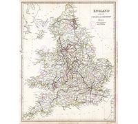 Doppelganger33 LTD Map 1837 Walker Sduk England Canals Railways Large Replica Poster Print