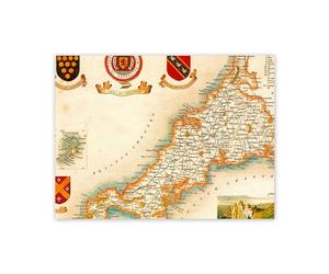 Doppelganger33 LTD Map Antique Moule 1850 Cornwall County Old Large Replica Poster Print