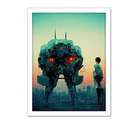 Doppelganger33 LTD Mecha Japanese Illustration Sci-Fi Anime Artwork Framed Wall Art Print 18X24 Inch