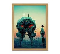 Doppelganger33 LTD Mecha Japanese Illustration Sci-Fi Anime Artwork Framed Wall Art Print 18X24 Inch