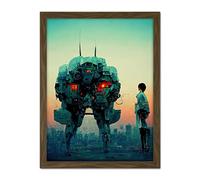 Doppelganger33 LTD Mecha Japanese Illustration Sci-Fi Anime Artwork Framed Wall Art Print 18X24 Inch