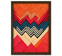 Doppelganger33 LTD Memphis Design 1980s Abstract Red Orange Blue Artwork Framed A3 Wall Art Print