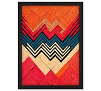 Doppelganger33 LTD Memphis Design 1980s Abstract Red Orange Blue Artwork Framed A3 Wall Art Print