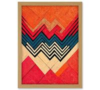 Doppelganger33 LTD Memphis Design 1980s Abstract Red Orange Blue Artwork Framed A3 Wall Art Print