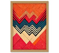 Doppelganger33 LTD Memphis Design 1980s Abstract Red Orange Blue Artwork Framed Wall Art Print A4