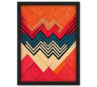 Doppelganger33 LTD Memphis Design 1980s Abstract Red Orange Blue Artwork Framed Wall Art Print A4