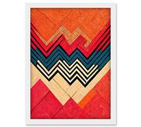 Doppelganger33 LTD Memphis Design 1980s Abstract Red Orange Blue Artwork Framed Wall Art Print A4